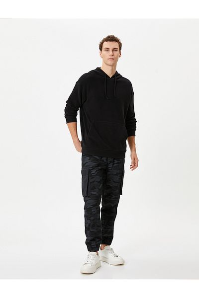 Koton Basic Hoodie Kangaroo Pocket Relaxed Fit μακριά μανίκια