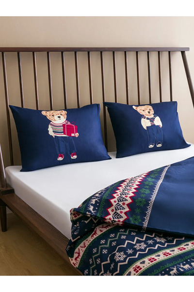 LC Waikiki Lacivert Ayıcık Teddy Baskılı Çift Kişilik Nevresim Seti