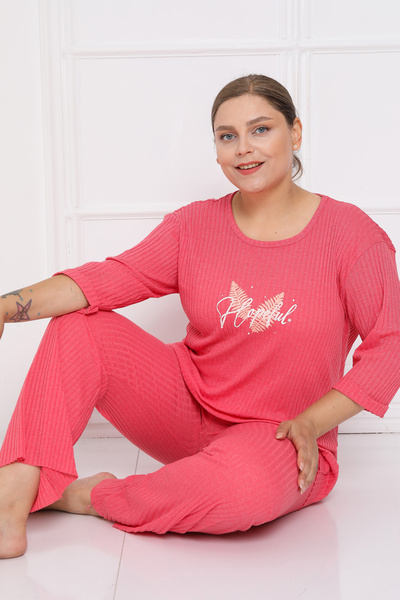 FAMES PİJAMA Corduroy Camisole Cotton Spanish Leg New Season Plus méretű otthoni viselet