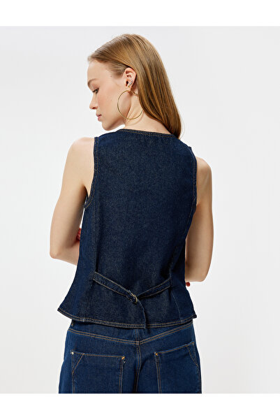 Koton Kot Yelek Düğmeli V Yaka Kolsuz Dikiş Detaylı