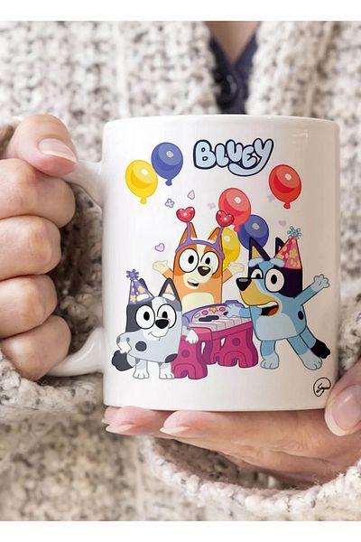 dik başlıyım Çünkü eğilince tacım düşüyor Bluey Cartoon Mug