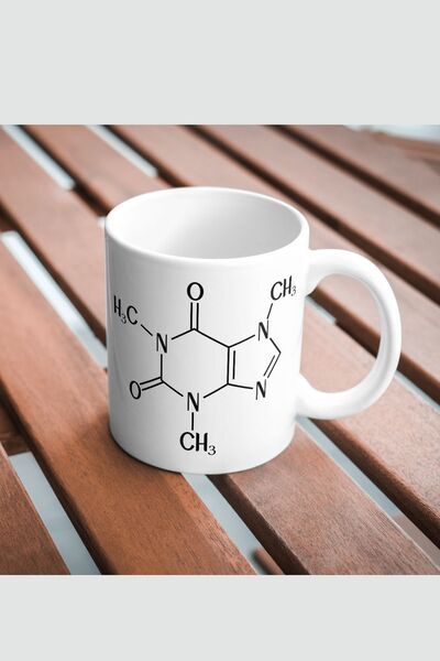 Caffeine Chemistry Symbols Themed Porcelain Mug