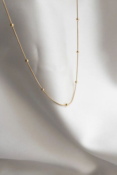 CanElif Accessories Karflake Boncukla Tasarlanmış Zarif Şık Çelik Kadın Kolye Zinciri