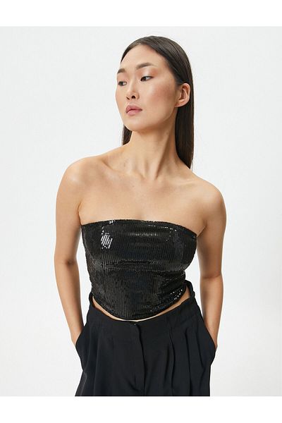 Koton Melis Ağazat X Koton – Trägerloses Bustier mit Pailletten