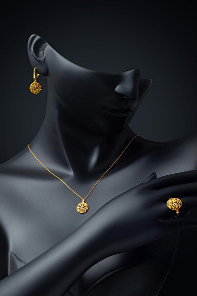 Label Telkari 22 Ayar Altın Zincirli Takı Seti