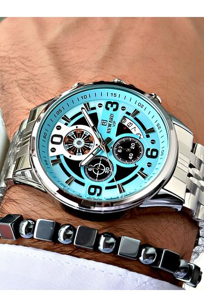 Ferrucci Silver Color Function Roulette Function Steel Cord Men's Wrist Watch + Bracelet