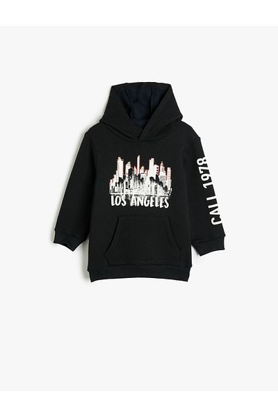 Koton Kapuzen-Sweatshirt mit City-Themen-Print und detaillierten langen Ärmeln