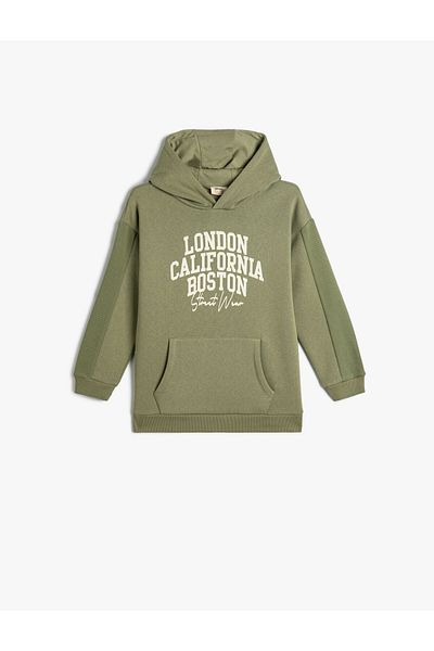Koton Kapuzenpullover aus Baumwolle mit City-Print und Kängurutasche