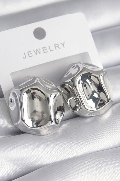 E BULURUM Brass Silver Color Embroidered Ball Model Women's Earrings
