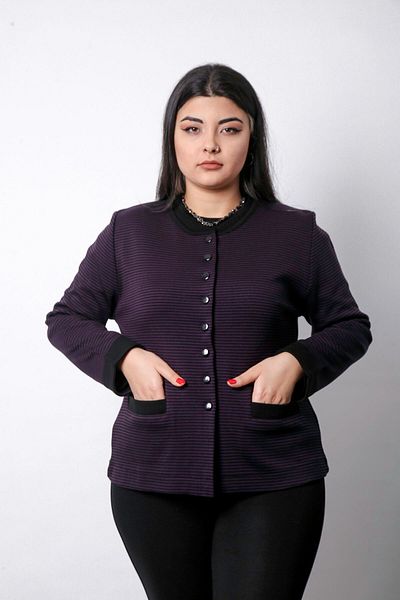 Laden Tricotaj Culoare dublă Oțel Tricotat în dungi Jachetă scurtă pentru mama Cardigan