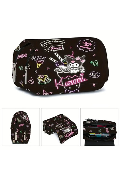 bundle island Capacitate mare - Truc pentru creioane pentru copii cu figurine Kuromi cu fermoar dublu