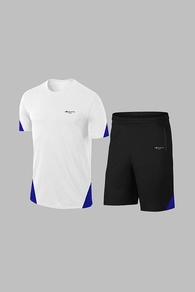 POSEIDON STORM Мъжки комплект от бяла тениска и шорти Dri-Fit - кръгло деколте, къс ръкав (4 бр.)