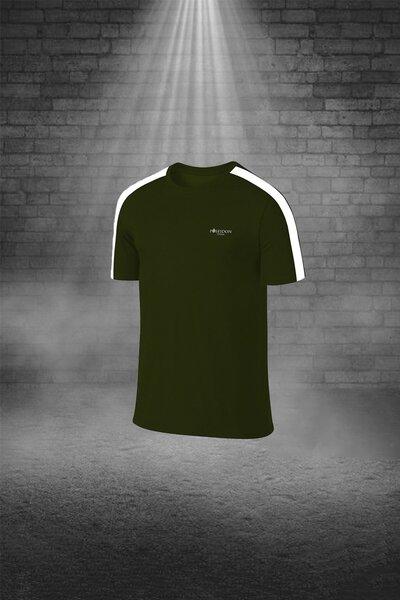 POSEIDON STORM Plus Size Men's Khaki Dri-Fit Flat Pocket Short Sleeve T-Shirt Shorts Bottom Top Running Set (4Xl-10Xl)