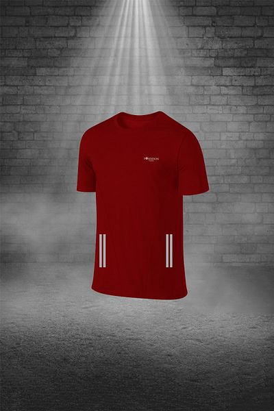 POSEIDON STORM Plus Size Men's Burgundy Dri-Fit Fabric Casual Short Sleeve T-Shirt Shorts Sports Suit Set (4Xl-10Xl)
