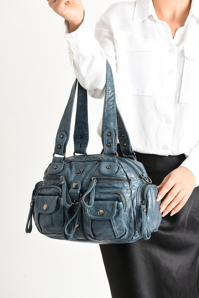 Baginn Geantă de umăr pentru femei Y.S.Leather Geantă de cruce cu buzunare multiple din piele vegană 30*20 cm