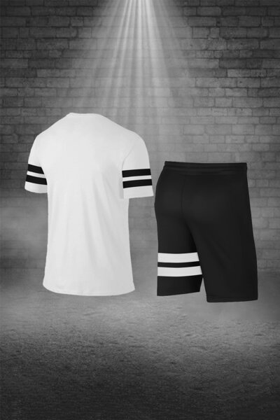 POSEIDON STORM Oversized Men's White Dri Crew Neck Short Sleeve T-Shirt Shorts Bottom Top Set (4Xl-10Xl)