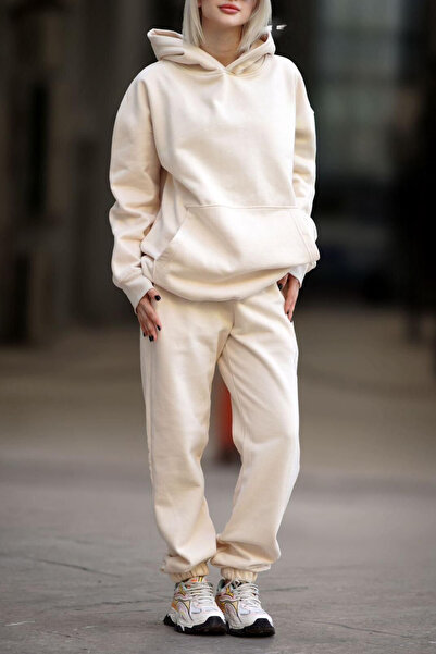 ruNadeS Γυναικεία βαμβακερή φόρμα με κουκούλα με ελαστική εφαρμογή για περπάτημα