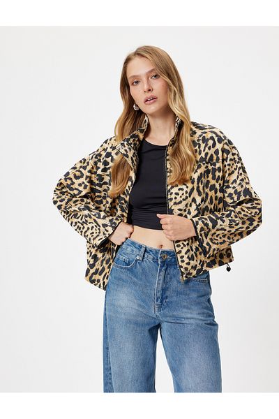 Koton Bunda se stojatým límečkem na zip se leopardím vzorem