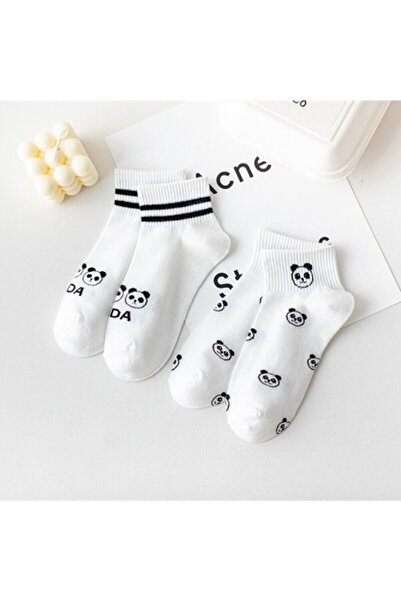Genel Markalar Panda Desenli Siyah Beyaz Karakter 5’li Çorap seti