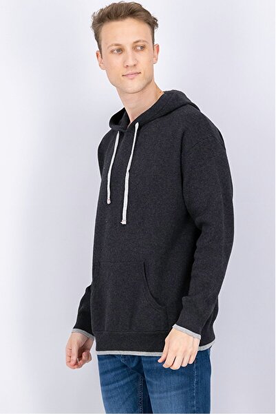 Tchibo Men Heather Long Sleeves Hooded Sweatshirt, Grey