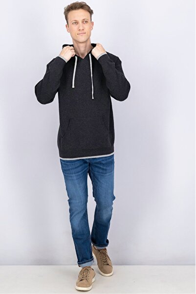 Tchibo Men Heather Long Sleeves Hooded Sweatshirt, Grey