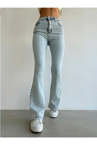 LİMABEL Ισπανικό ψηλόμεσο Colorfast Blue Snow Jeans
