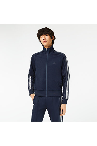 Lacoste Erkek Regular Fit Fermuarlı Baskılı Lacivert Sweatshirt