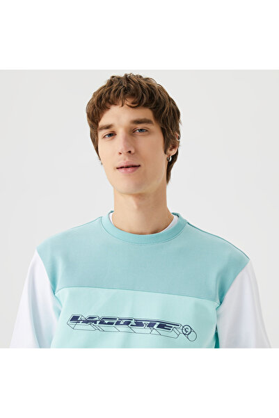 Lacoste Erkek Relaxed Fit Bisiklet Yaka Baskılı Beyaz Sweatshirt