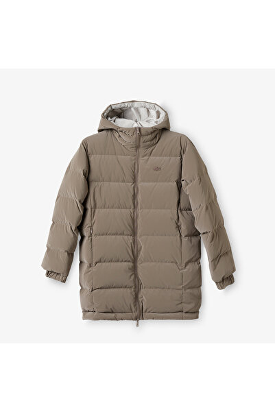 Lacoste Kadın Kapüşonlu Çift Taraflı Beyaz Şişme Mont