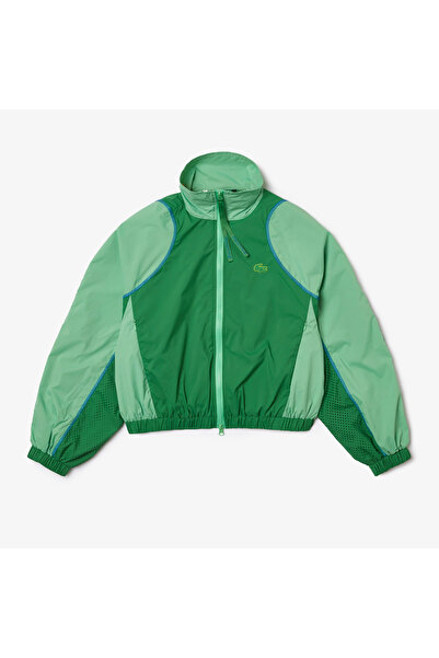 Lacoste Active Kadın Dik Yaka Renk Bloklu Yeşil Ceket