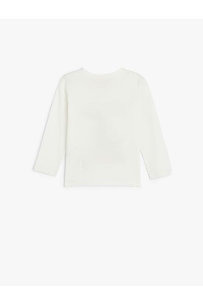Koton Cotton Long Sleeve Dinosaur T-Shirt - Crew Neck