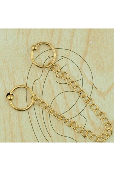 AGB HALKA FİGÜRLÜ  TOPLU Kulak, Helix  SALLANTI Zincir Detaylı Çift Delik KÖP...