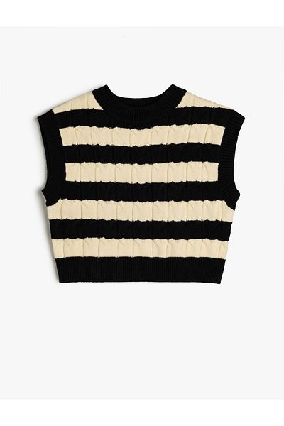 Koton Kerek nyakú Crop pulóver - texturált ujjatlan