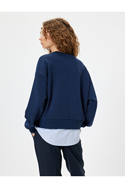 Koton Crew Neck Slogan Oversize pulóver