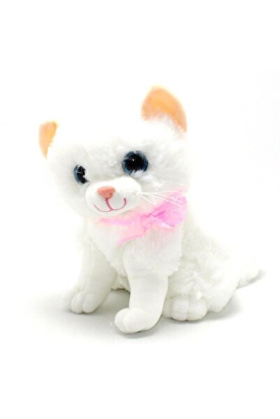 TOPROCKSTORE Miyavlayan Sesli Sarı Beyaz Desenli Peluş Kedi