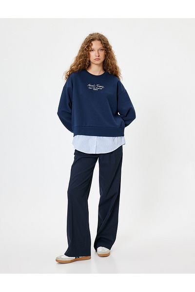 Koton Oversize mikina Crew Neck Slogan