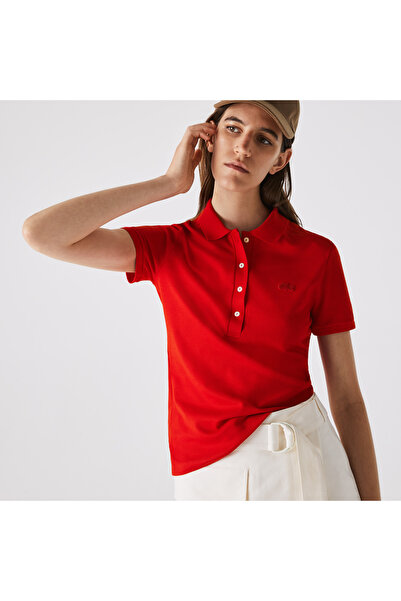 Lacoste Kadın Slim Fit Kırmızı Polo
