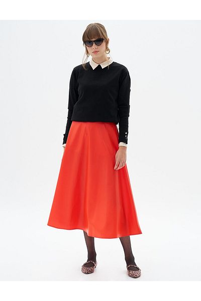Kayra High Waist Coral Faux Leather Skirt