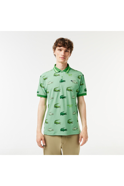 Lacoste SPORT Erkek Classic Fit Baskılı Yeşil Polo