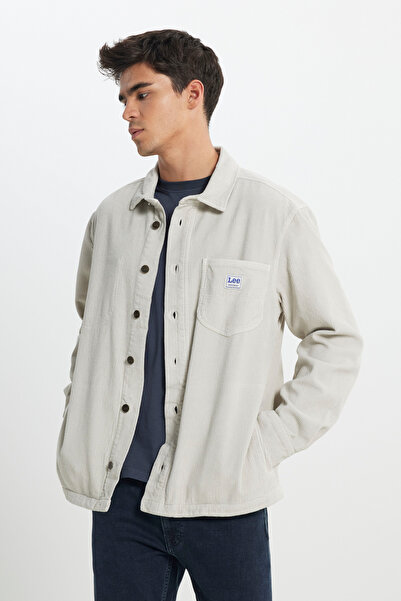 Lee Вільний крій, 100% бавовна, бежевий оксамитовий сорочковий піджак