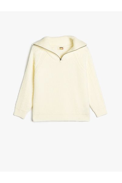Koton Loose Fit - Strickpullover mit halbem Reißverschluss