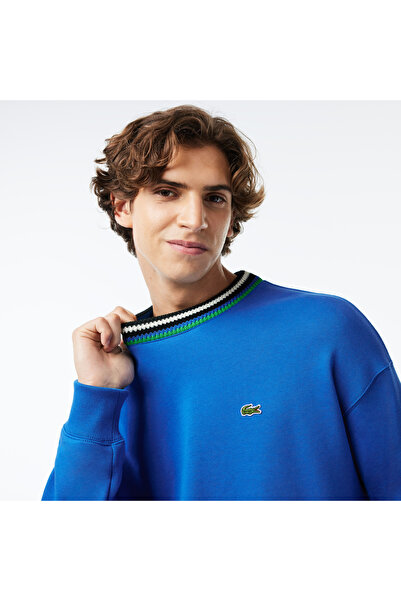 Lacoste Erkek Loose Fit Bisiklet Yaka Mavi Sweatshirt