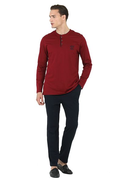 Damat Σετ πιτζάμες Ds Damat Regular Fit Βαμβακερή Πιτζάμες CLARET RED