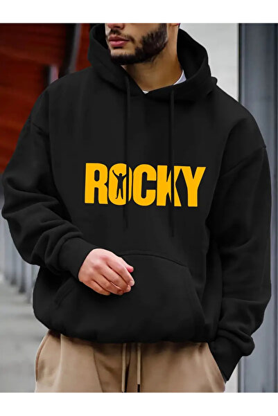 AEMİ Hanorac cu glugă unisex cu imprimeu Rocky - 3 fire raster