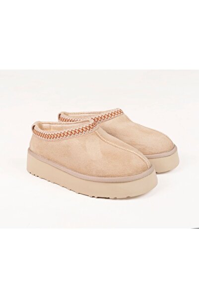 rasputin Παντόφλες Sabo House με επίπεδη σόλα Sweet Sand Beige Suede Fur Inside