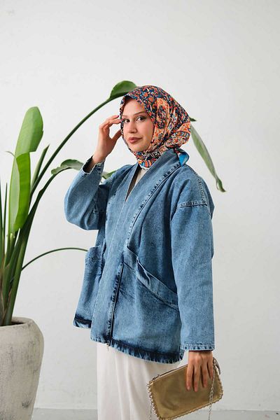 lurex moda Μπουφάν κιμονό με φαρδιές τσέπες