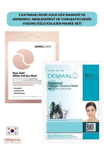 Dermal Rose Eye Mask - 3-layer, Moisturizing and Softening Collagen Mask with Seaweed Extract