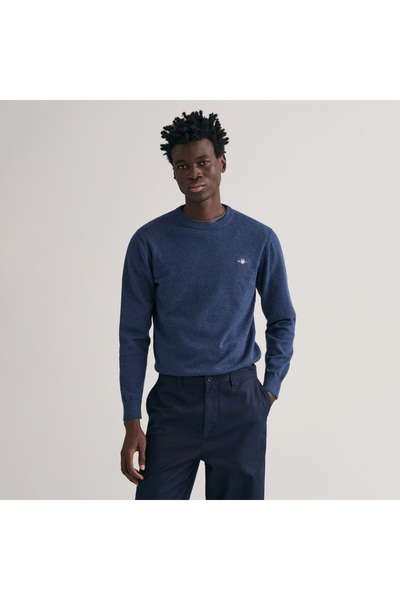 Gant Erkek Lacivert Regular Fit Bisiklet Yaka Kazak