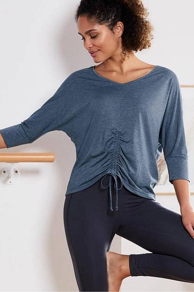 Tchibo Women Sportswear Fit 3/4 Sleeve Yoga Sports Top, Navy