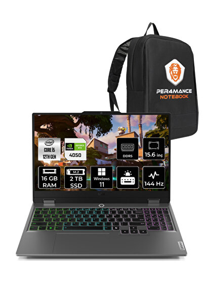 LENOVO LOQ  i5-12450HX 16GB 2TB SSD RTX4050/6GB 15.6" FHD 144Hz W11H & PER4 Ç...